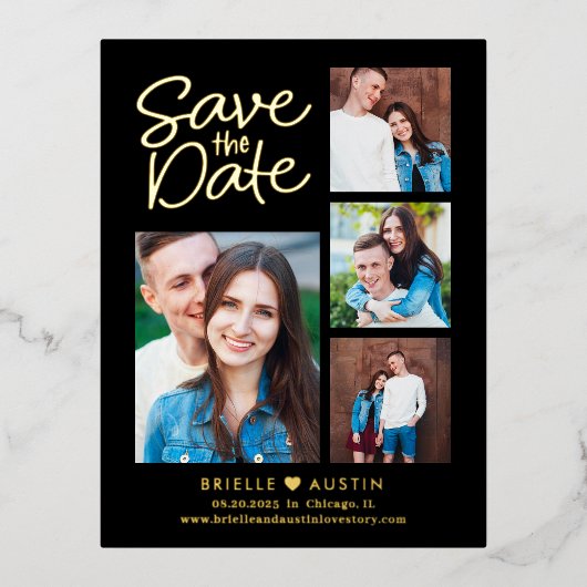 Sweet Couple Foil Enregistrer La Carte Postale Dat (Recto)