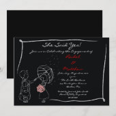 Sweet Couple in Rain Verloving Invitation Kaart (Voorkant / Achterkant)