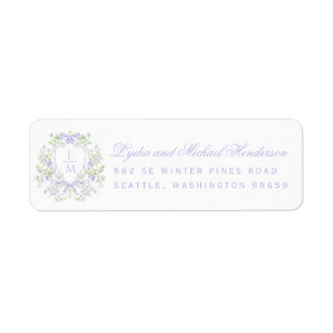 Sweet Crest met Lavendel Bows Retouradres Etiket