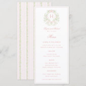 Sweet Crest Monogram 4 Cursus Trouwen Menu (Voorkant / Achterkant)