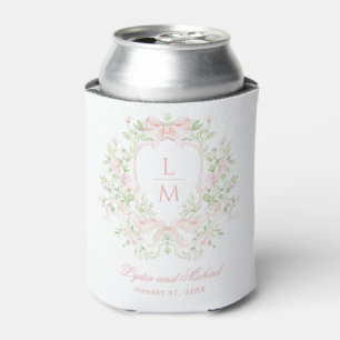 Sweet Crest w/Blush Pink Bows   Monogram bruiloft Blikjeskoeler