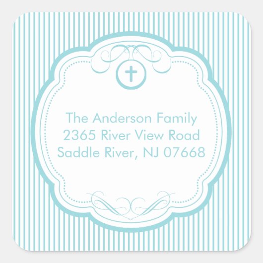 Sweet Cross in Lijst Adres Sticker Doop (Voorkant)