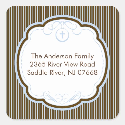 Sweet Cross in Lijst Adres Sticker Doop (Voorkant)