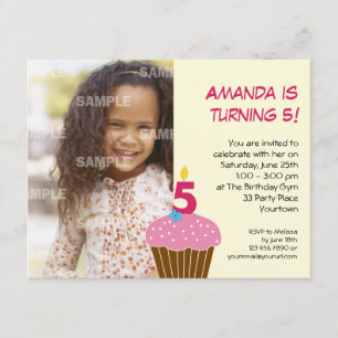 Sweet Cupcake 5e anniversaire Invitation à la fête