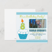Sweet Cupcake 8e anniversaire Invitation Aqua (Devant / Derrière)