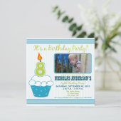 Sweet Cupcake 8e anniversaire Invitation Aqua (Debout devant)