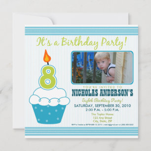 Sweet Cupcake 8e anniversaire Invitation Aqua