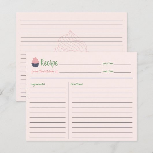 Sweet Cupcake Baking Family Recipcard (Voorkant / Achterkant)