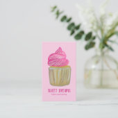 Sweet Cupcake Catering Bakery Pink CUSTOM Visitekaartje (Staand voorkant)