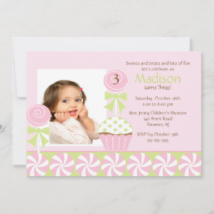 Sweet Cupcake Foto van Birthday Uitnodiging