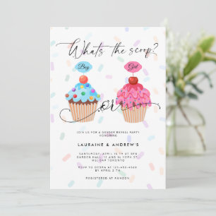 Sweet Cupcake Gender Dispatch Party Invitation Kaart