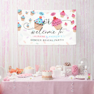 Sweet Cupcake Gender onthaal Welkom Spandoek