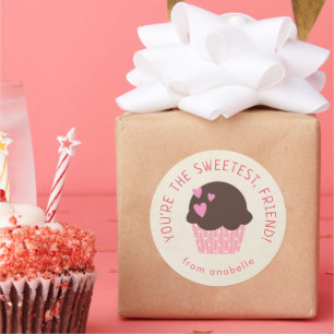 Sweet Cupcake Kinder Classroom Valentijnsdag Party Ronde Sticker