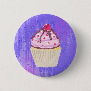 Sweet Cupcake met Frambozen bovenaan Ronde Button 5,7 Cm