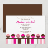 Sweet Cupcakes Birthday Invitation Kaart (Voorkant / Achterkant)