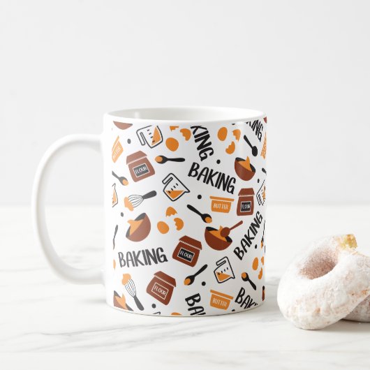 Sweet Cute Baking Art Pattern I Koffiemok (Met donut)