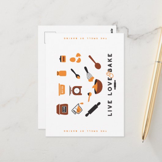 Sweet Cute Baking Tools Art Briefkaart (Voorkant / Achterkant in situ)