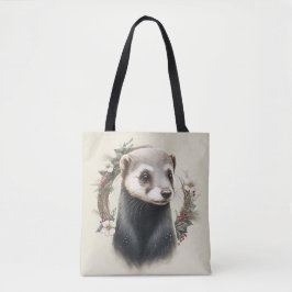 Sweet Cute Festive Ferret Canvas tas