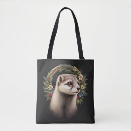 Sweet Cute Festive Ferret Canvas tas