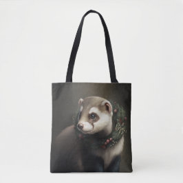 Sweet Cute Festive Ferret Canvas tas
