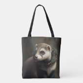 Sweet Cute Festive Ferret Canvas tas (Achterkant)