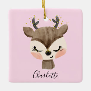 Sweet Cute & Girly Pastel Blush Pink Baby Reindest Keramisch Ornament