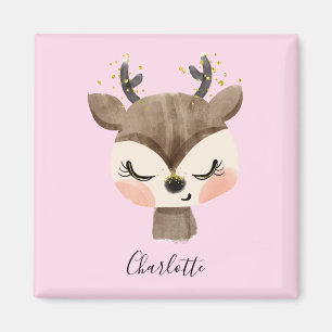 Sweet Cute & Girly Pastel Blush Pink Baby Reindest Magneet