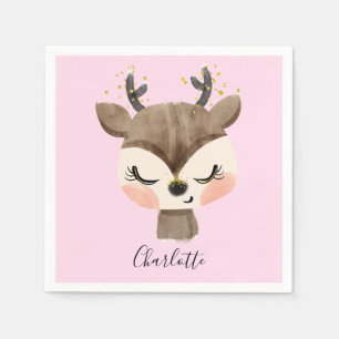 Sweet Cute & Girly Pastel Blush Pink Baby Reindest Servet