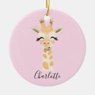 Sweet Cute & Girly Pastel Blush Roze Baby Giraffe Keramisch Ornament