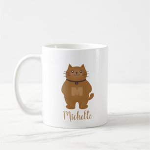 Sweet Cute Kitty Lover Monogram Jouw naam toevoege Koffiemok