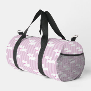 Sweet Dachshunds op Modern Pink Stripes Overnight Plunjezak
