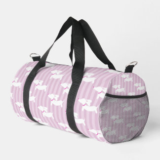 Sweet Dachshunds op Modern Pink Stripes Overnight Plunjezak