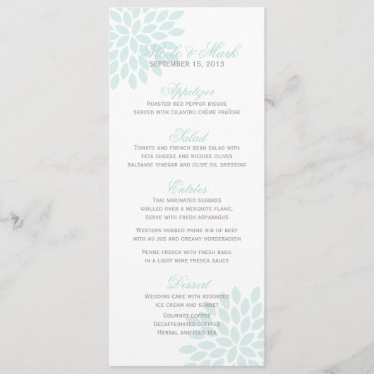 Sweet Dahlias Wedding Menu (Voorkant)