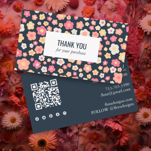 Sweet Daisies Floral QR Code Sociaal Icoon Dank u Visitekaartje