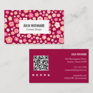 Sweet Daisies Floral QR Code Social Media Chic Visitekaartje