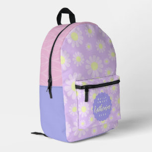 Sweet Daisy Baby Pastel Beige Paarse Geel Bedrukte Rugzak