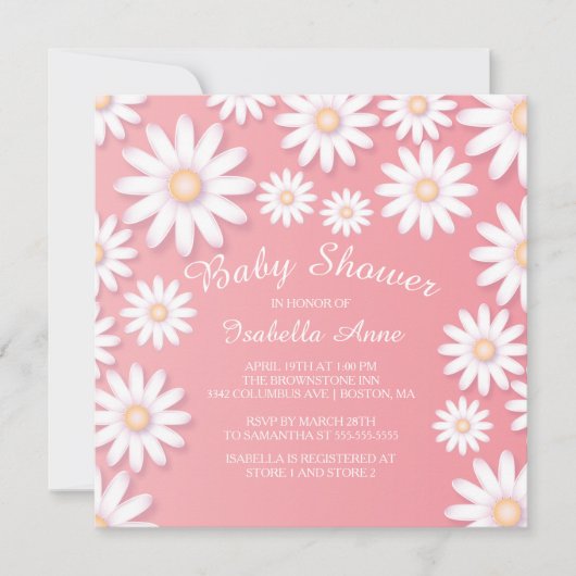 Sweet Daisy Baby shower Invitation Kaart (Voorkant)