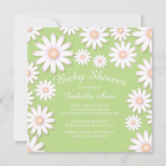 Sweet Daisy Neutral Baby shower Invitation (Devant)