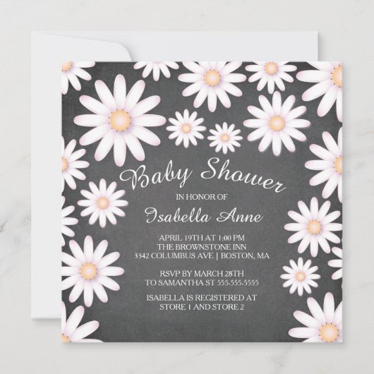 Sweet Daisy Neutral Baby shower Invitation (Devant)