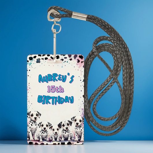 Sweet Dalmatian Watercolor Birthday Party Badge