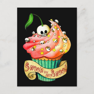 Sweet & Deadly Skull Cupcake Briefkaart