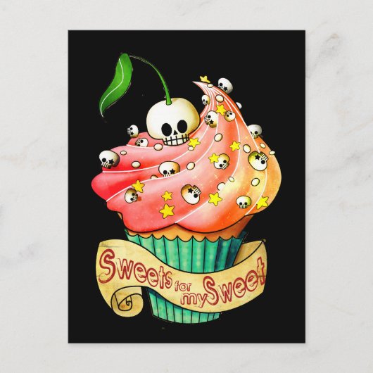 Sweet & Deadly Skull Cupcake Briefkaart (Voorkant)