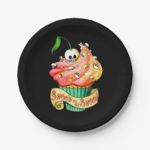 Sweet & Deadly Skull Cupcake Papieren Bordje
