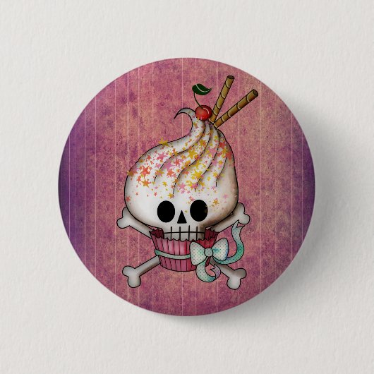 Sweet & Deadly Skull Cupcake Ronde Button 5,7 Cm (Voorkant)
