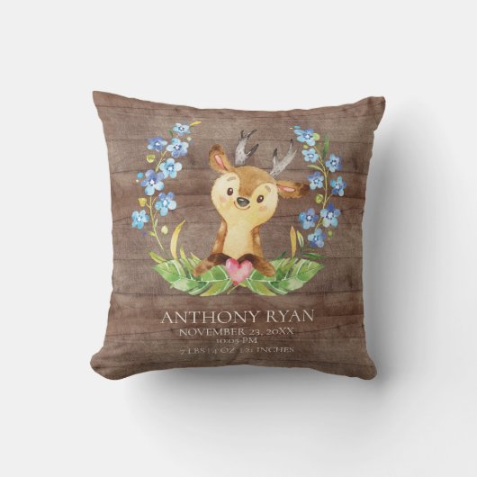 Sweet Deer Baby Coussin statistiques de naissance (Recto)