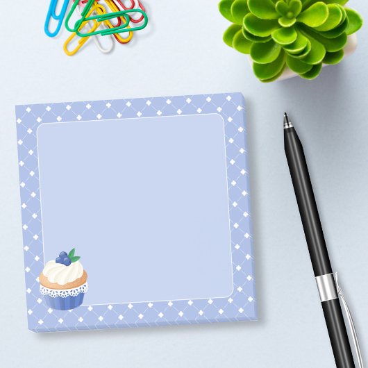 Sweet Delicious Blueberry Cupcake Blue Post-it® Notes