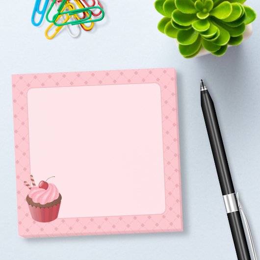 Sweet Delicious Cherry Cupcake on Pink Post-it® Notes