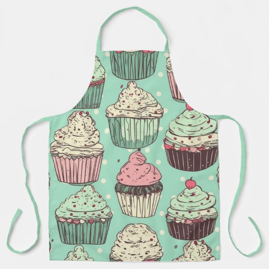 Sweet Dessert Schort met Cute Cupcake Pattern (Voorkant)