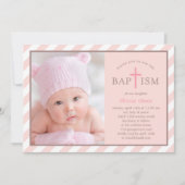 Sweet Diagonals Photo Baptism Invitation - Rose (Devant)