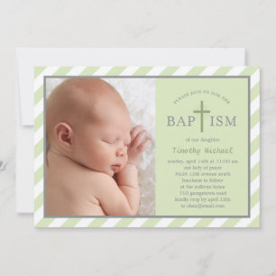 Sweet Diagonals Photo Baptism Invitation - Vert